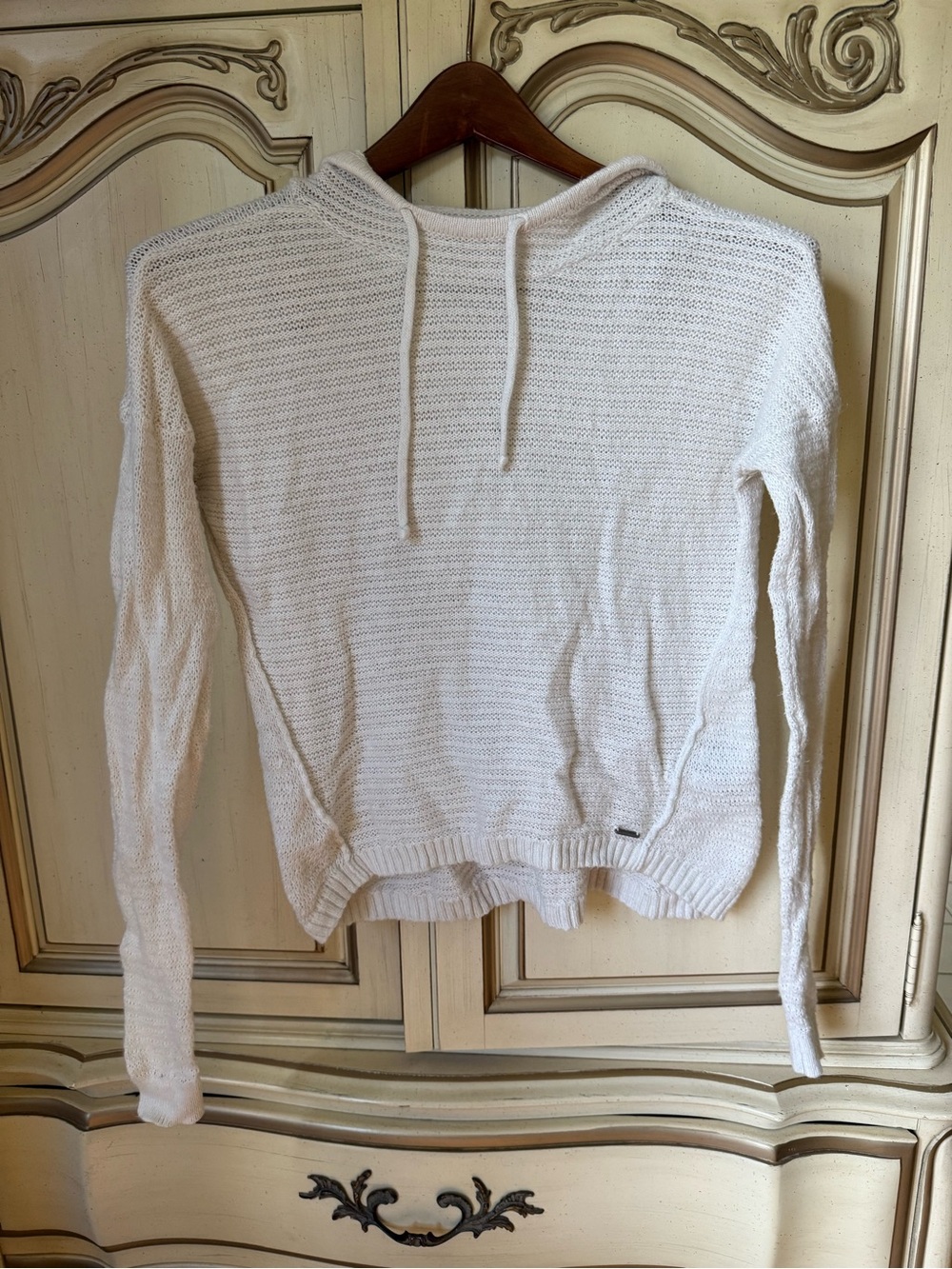 Abercrombie & Fitch Cream Knit Hoodie Sweater | Small